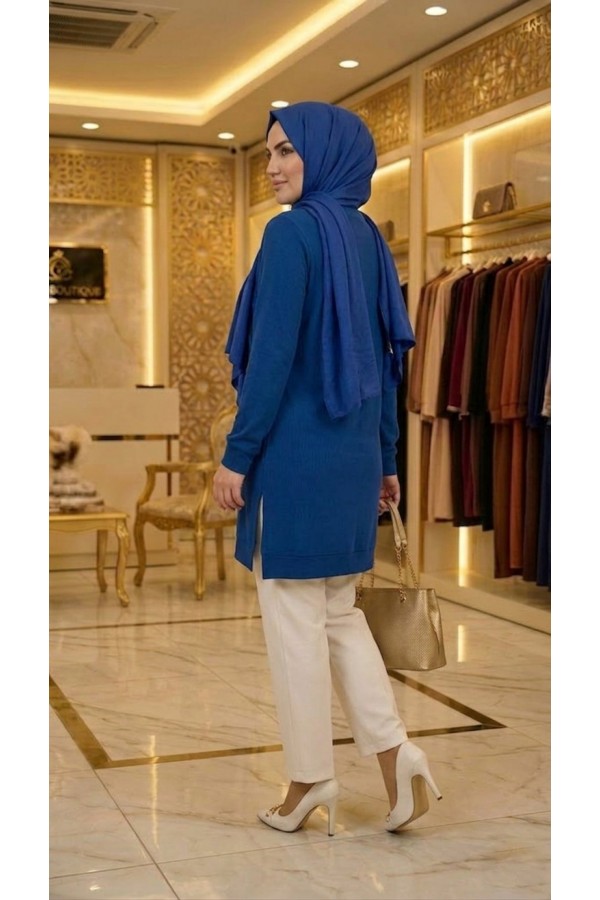 Şeyma Full Likralı Esnek Tunik - İndigo