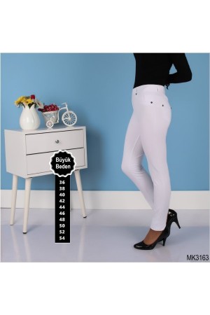 Büyükbeden Likralı Pantolon Tayt Beyaz Büyükbeden Likralı Pantolon Tayt Beyaz