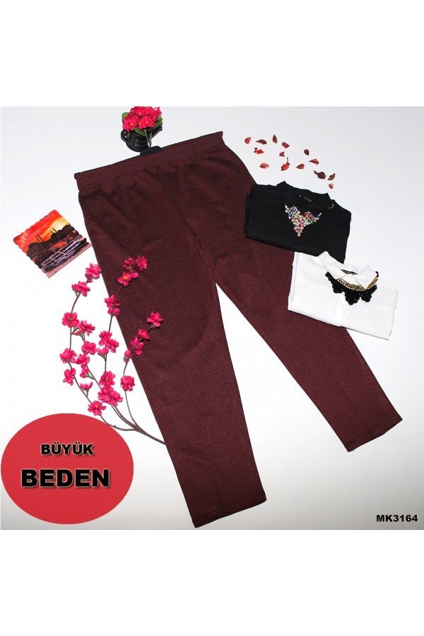 Büyük Beden Yünlü Pantolon Bordo Büyük Beden Yünlü Pantolon Bordo