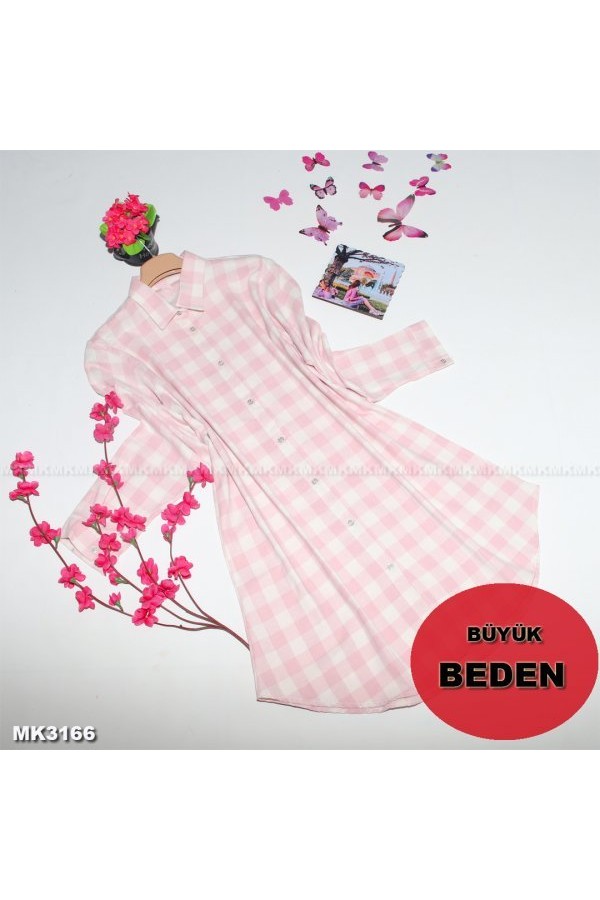 Büyük Beden Kışlık Pamuk Kaşmir Oduncu Gömlek Pembe Büyük Beden Kışlık Pamuk Kaşmir Oduncu Gömlek Pembe