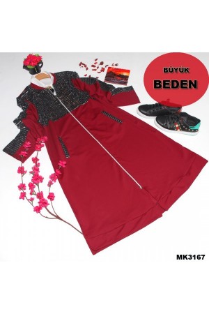 Büyük Beden Pul Payetli Kap Bordo Büyük Beden Pul Payetli Kap Bordo