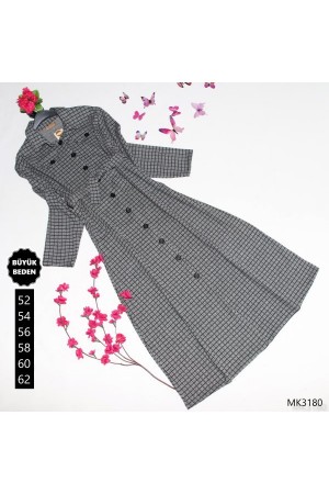 Büyük Beden Düğmeli Tam Boy Kaşe Kap Gri Büyük Beden Düğmeli Tam Boy Kaşe Kap Gri