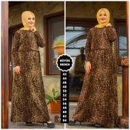 Büyük Beden Pamuklu Kumaş Desenli Elbise  Küçük Leopar