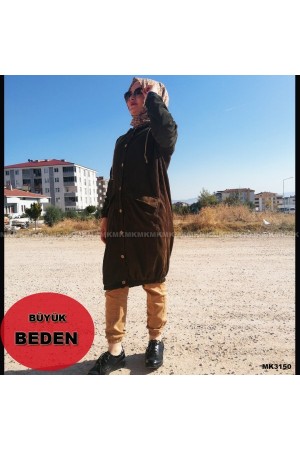 Kapşonlu Spor Kadife Trenç Kap Siyah Kapşonlu Spor Kadife Trenç Kap Siyah