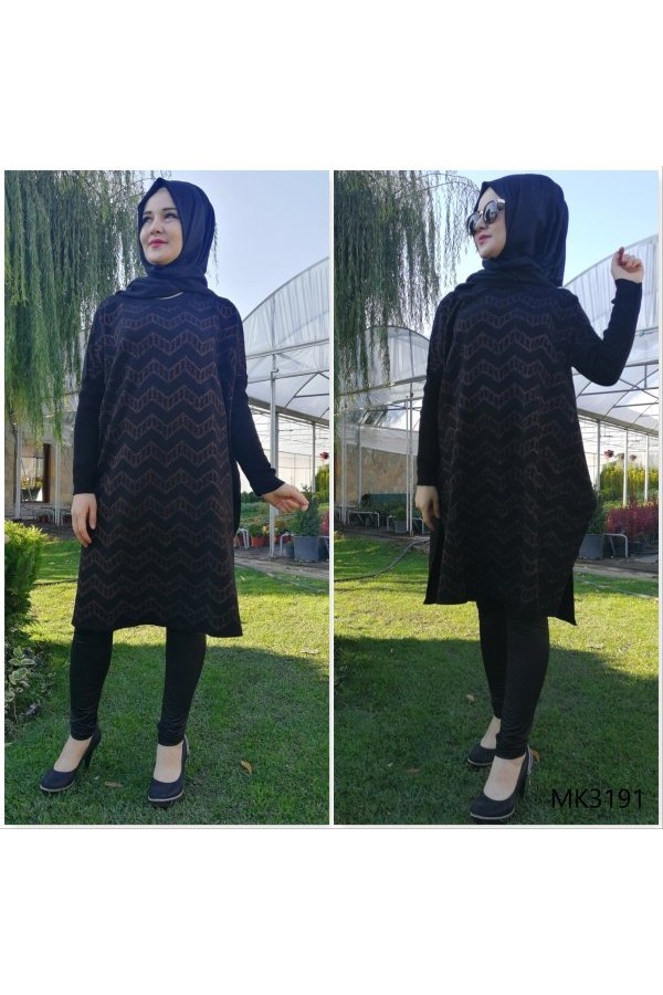 Büyük Beden Salaş Simli Triko Siyah Bordo Büyük Beden Salaş Simli Triko Siyah Bordo