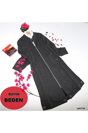 Büyük Beden Fermuarlı Tarz Spor Kap Gri Büyük Beden Fermuarlı Tarz Spor Kap Gri