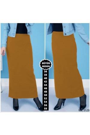 Büyük Beden Likralı Kalem Etek  Sarı