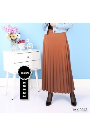 Piliseli Kloş Etek Taba Piliseli Kloş Etek Taba