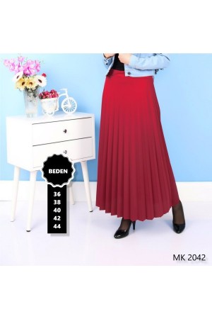 Piliseli Kloş Etek Kırmızı Piliseli Kloş Etek Kırmızı