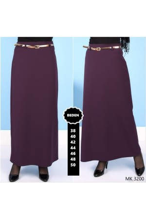 Kemerli Astarlı Kalem Etek Koyu Mor Kemerli Astarlı Kalem Etek Koyu Mor