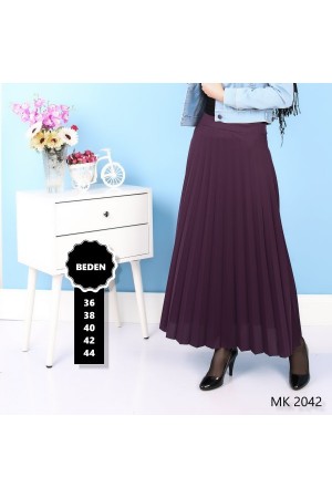 Piliseli Kloş Etek  Koyu Mor