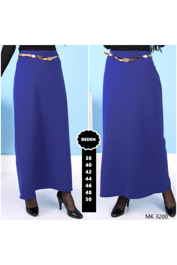 Kemerli Astarlı Kalem Etek Saks Mavi Kemerli Astarlı Kalem Etek Saks Mavi
