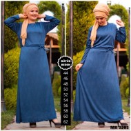 Büyük Beden Baskılı Krep Kumaş Elbise Mavi Büyük Beden Baskılı Krep Kumaş Elbise Mavi