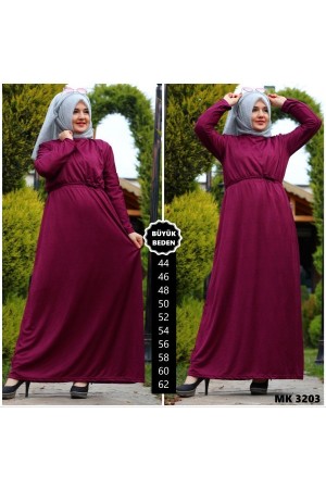 Büyük Beden Baskılı Krep Kumaş Elbise  Fuşya