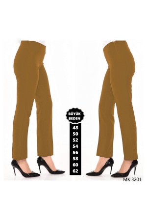 Büyük Beden Yandan Fermuarlı Bayan Yüksek Bel Kumaş Pantolon Taba Büyük Beden Yandan Fermuarlı Bayan Yüksek Bel Kumaş Pantolon Taba