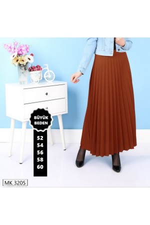 Büyük Beden Süper Batdal Piliseli Astarlı Etek  Kiremit
