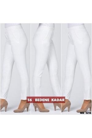 Büyük Beden Beli Kemerli Cepli Klasik Kumaş Pantolon Ekru Büyük Beden Beli Kemerli Cepli Klasik Kumaş Pantolon Ekru