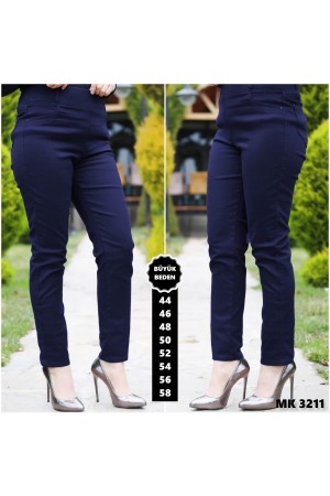 Büyük Beden Yüksel Bel Likralı Gabardin Kanvas Pantolon Lacivert Büyük Beden Yüksel Bel Likralı Gabardin Kanvas Pantolon Lacivert