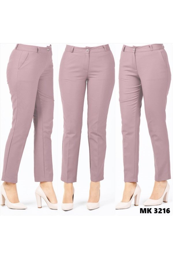 Büyük Beden Beli Kemerli Cepli Klasik Kumaş Pantolon Açık Vizon Büyük Beden Beli Kemerli Cepli Klasik Kumaş Pantolon Açık Vizon