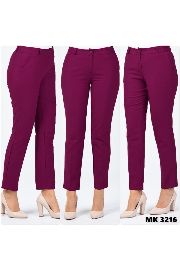 Büyük Beden Beli Kemerli Cepli Klasik Kumaş Pantolon Koyu Fuşya Büyük Beden Beli Kemerli Cepli Klasik Kumaş Pantolon Koyu Fuşya