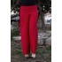 Beli Lastikli Kuşaklı Bol Paça Pantolon  Kırmızı