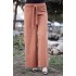 Beli Lastikli Kuşaklı Bol Paça Pantolon  Taba