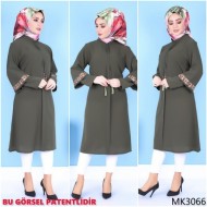 Parçalı Çift Kol Görünümlü Tunik Haki Parçalı Çift Kol Görünümlü Tunik Haki