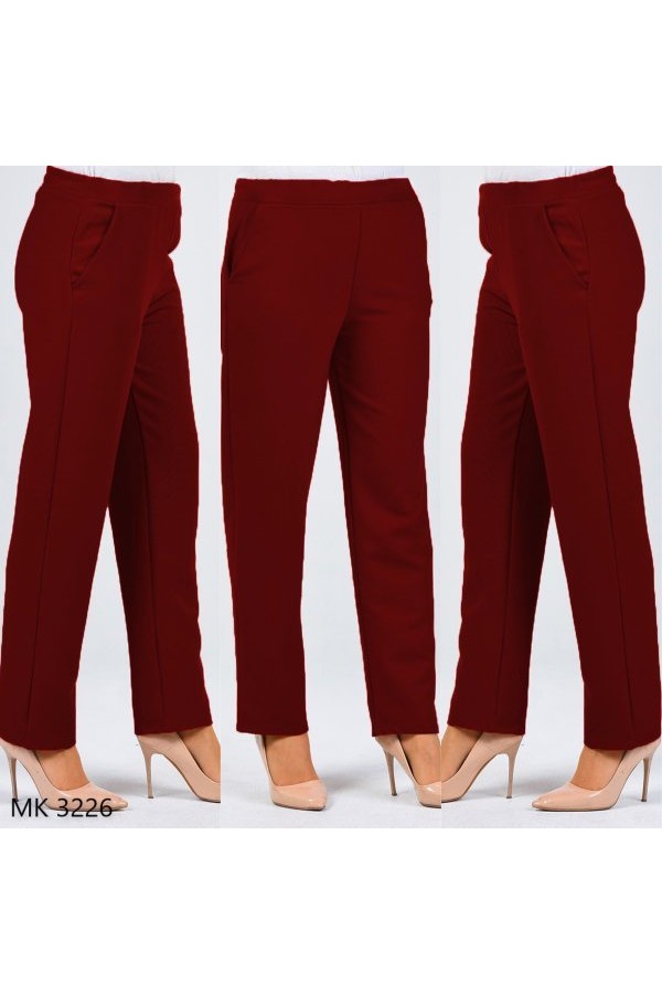 Beli Lastikli Cepli Kalem Pantolon  Bordo