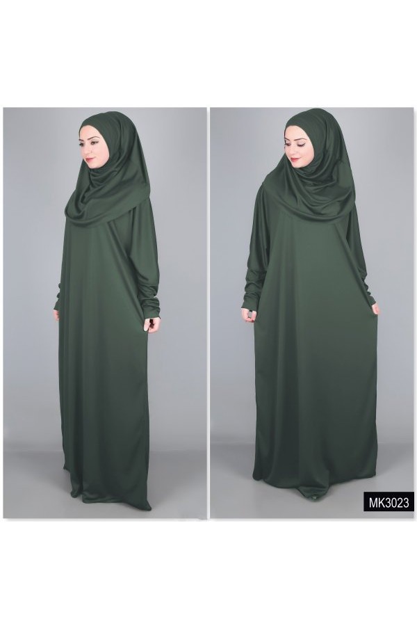 Pratik Tak Çıkar Kaliteli Tek Parça Namaz Elbisesi Haki Pratik Tak Çıkar Kaliteli Tek Parça Namaz Elbisesi Haki