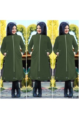 Büyük Beden Fermuarlı Tarz Spor Kap Haki Büyük Beden Fermuarlı Tarz Spor Kap Haki