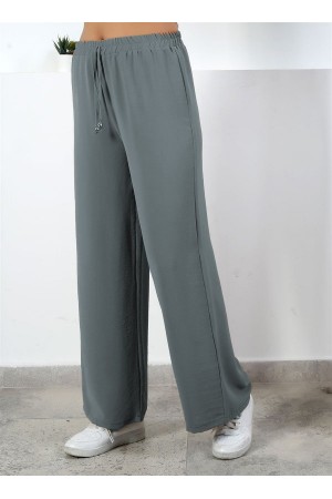 Bol Paça İthal Yüksek Bel Ayrobin Pantolon  Gri