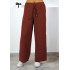 Bol Paça İthal Yüksek Bel Ayrobin Pantolon  Koyu Kiremit