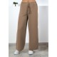Bol Paça İthal Yüksek Bel Ayrobin Pantolon  Sütlü Kahve