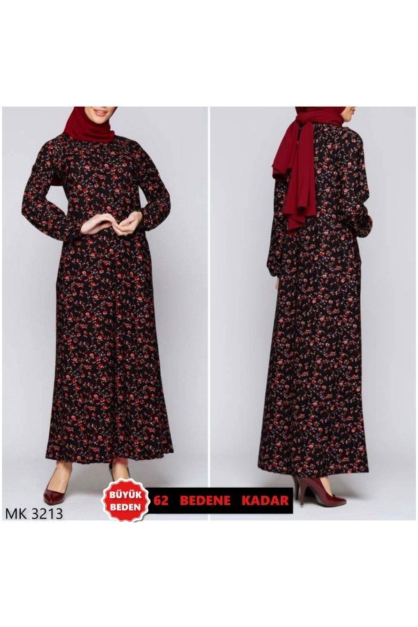 Büyük Beden Baskılı Krep Kumaş Elbise 64 bedene kadar Kırmızı Büyük Beden Baskılı Krep Kumaş Elbise 64 bedene kadar Kırmızı